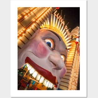 Luna Park Face at Night, Sydney, NSW, Australia Posters and Art